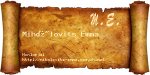 Mihálovits Emma névjegykártya
