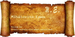 Mihálovits Emma névjegykártya
